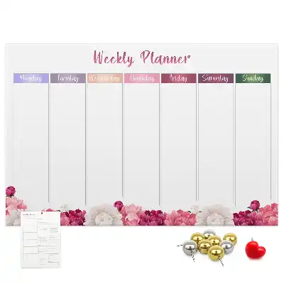 Weekly Floral Printed Cork Memo Board