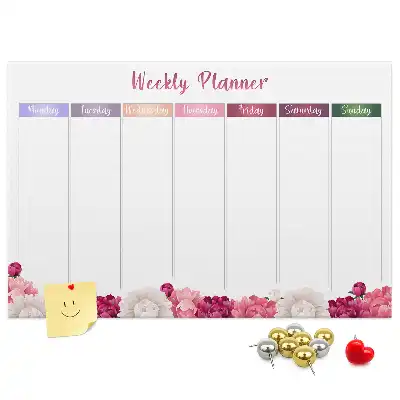 Weekly Floral Printed Cork Memo Board