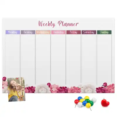 Weekly Floral Printed Cork Memo Board