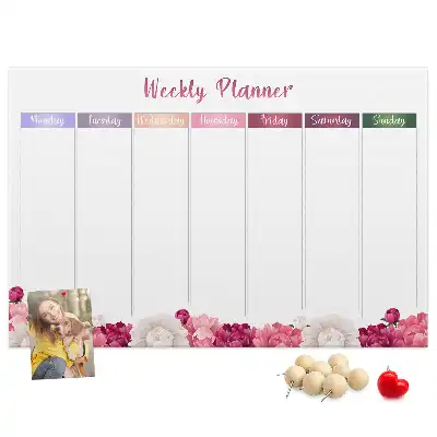 Weekly Floral Printed Cork Memo Board