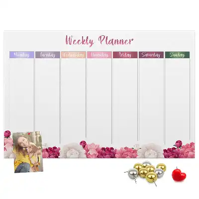 Weekly Floral Printed Cork Memo Board