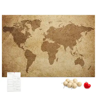 Printed Cork Board Vintage world map