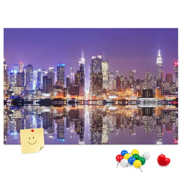 Printed Cork Board New York at night