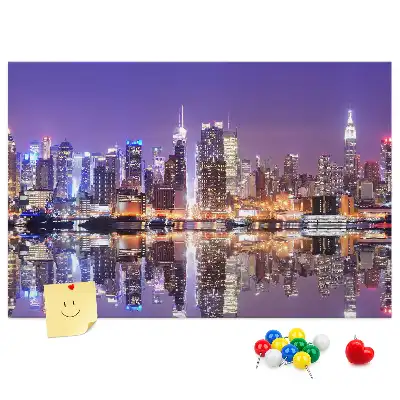 New York at Night Printed Cork Board