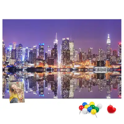 New York at Night Printed Cork Board