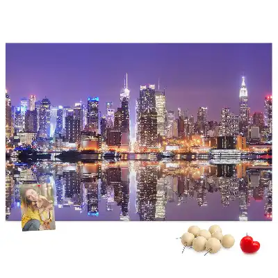 Printed Cork Board New York at night