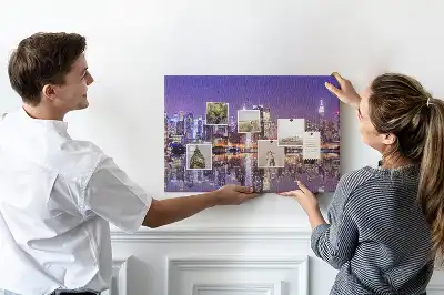 Printed Cork Board New York at night