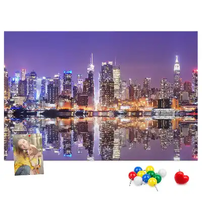Printed Cork Board New York at night