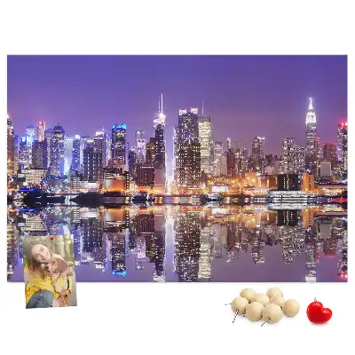 Printed Cork Board New York at night
