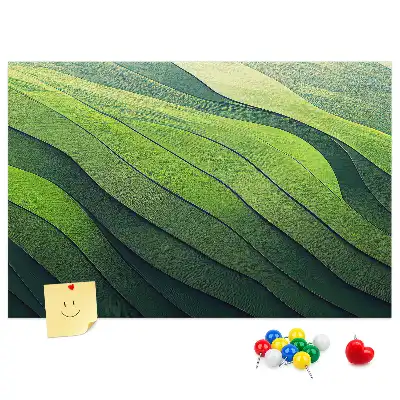 Printed Cork Memo Board Abstract Green Fields