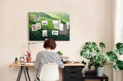 Abstract Green Fields Printed Cork Memo Board