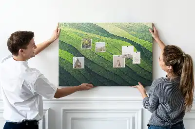 Printed Cork Memo Board Abstract Green Fields