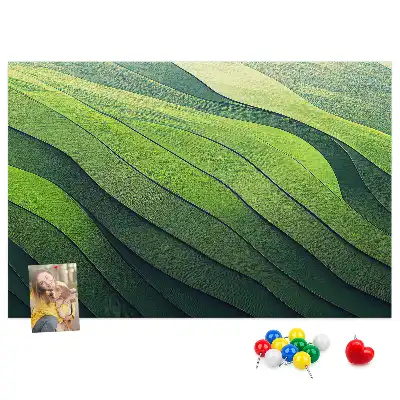 Printed Cork Memo Board Abstract Green Fields