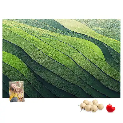 Printed Cork Memo Board Abstract Green Fields