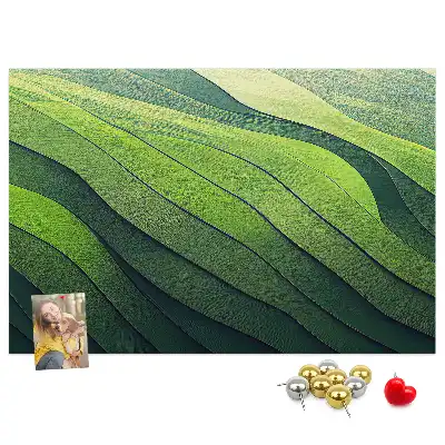 Printed Cork Memo Board Abstract Green Fields