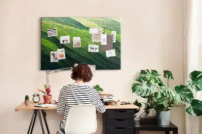 Printed Cork Memo Board Abstract Green Fields