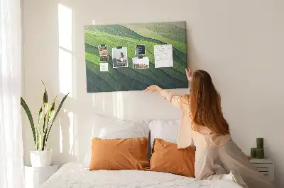 Abstract Green Fields Printed Cork Memo Board