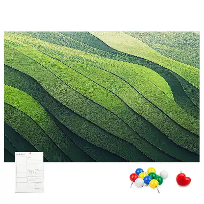 Abstract Green Fields Printed Cork Memo Board