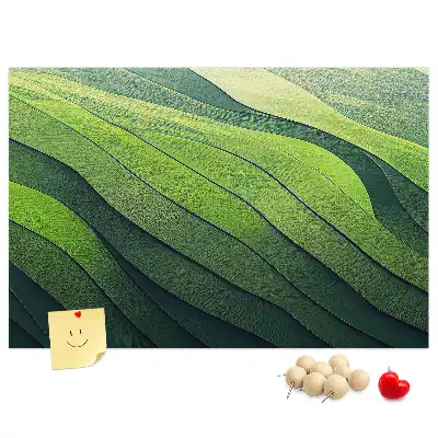 Printed Cork Memo Board Abstract Green Fields