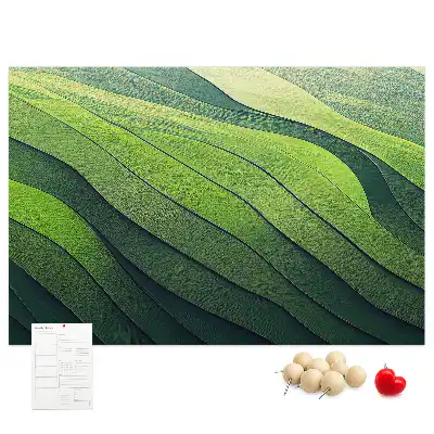 Abstract Green Fields Printed Cork Memo Board