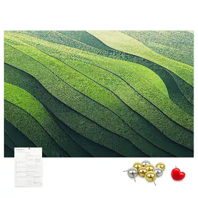 Printed Cork Memo Board Abstract Green Fields