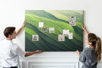 Abstract Green Fields Printed Cork Memo Board