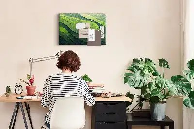 Printed Cork Memo Board Abstract Green Fields