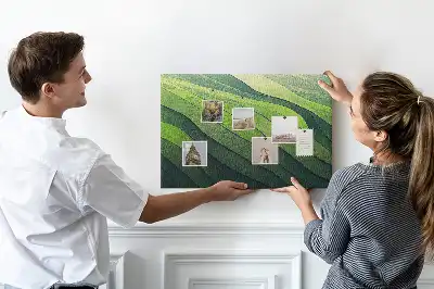 Printed Cork Memo Board Abstract Green Fields