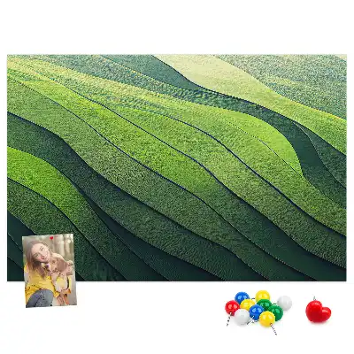 Printed Cork Memo Board Abstract Green Fields