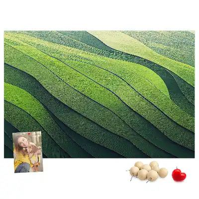 Printed Cork Memo Board Abstract Green Fields