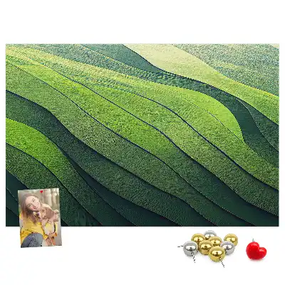 Printed Cork Memo Board Abstract Green Fields