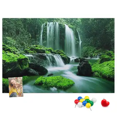 Cork memo board Waterfall among moss