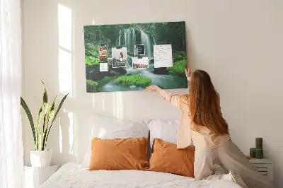Cork memo board Waterfall among moss