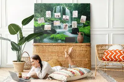 Cork memo board Waterfall among moss
