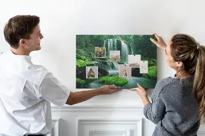 Cork memo board Waterfall among moss