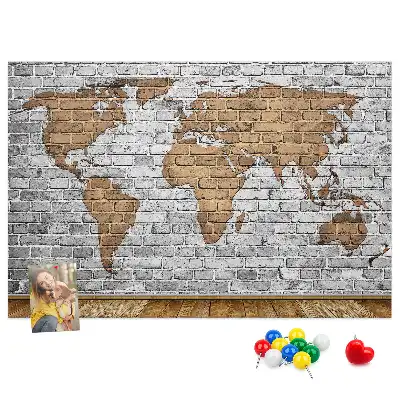 Printed Cork Board World Map Brick Design