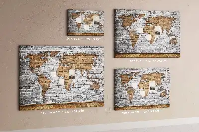 Printed Cork Board World Map Brick Design