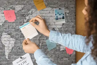 Printed World Map on Bricks Cork Memo Board
