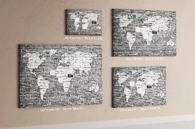 Printed World Map on Bricks Cork Memo Board