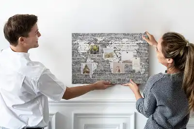 Printed World Map on Bricks Cork Memo Board