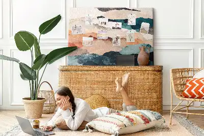 Printed Cork Memo Board Landscape abstraction