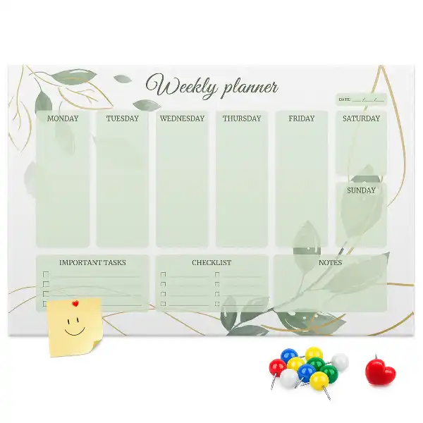 Leafy weekly planner cork memo board