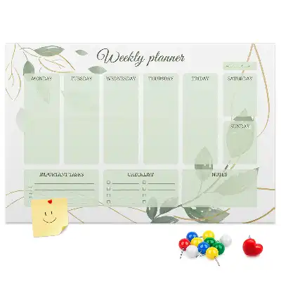 Cork memo board Leafy weekly planner