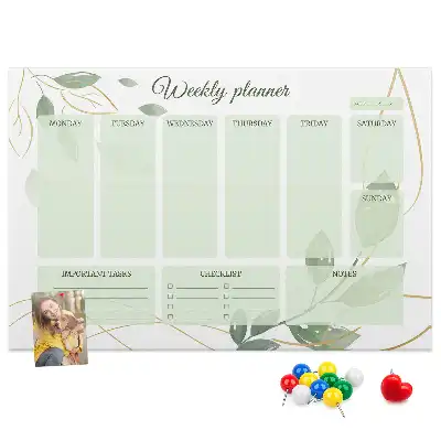 Cork memo board Leafy weekly planner