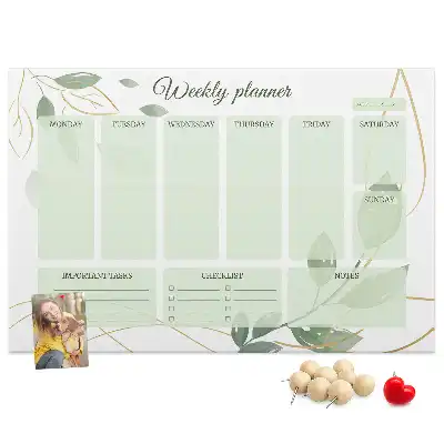 Cork memo board Leafy weekly planner