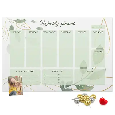 Leafy weekly planner cork memo board