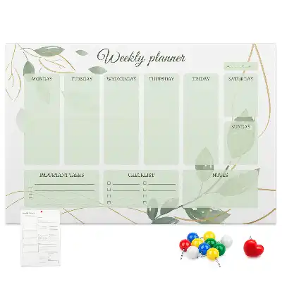 Cork memo board Leafy weekly planner