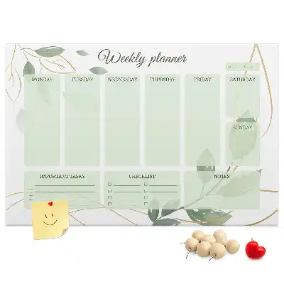 Cork memo board Leafy weekly planner