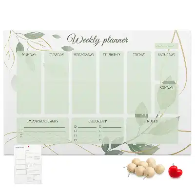 Leafy weekly planner cork memo board