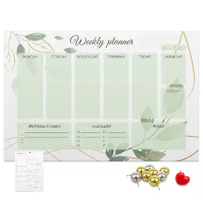 Cork memo board Leafy weekly planner
